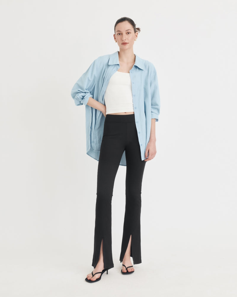 DAMIEN RIBBED PANTS BLACK | NYLORA