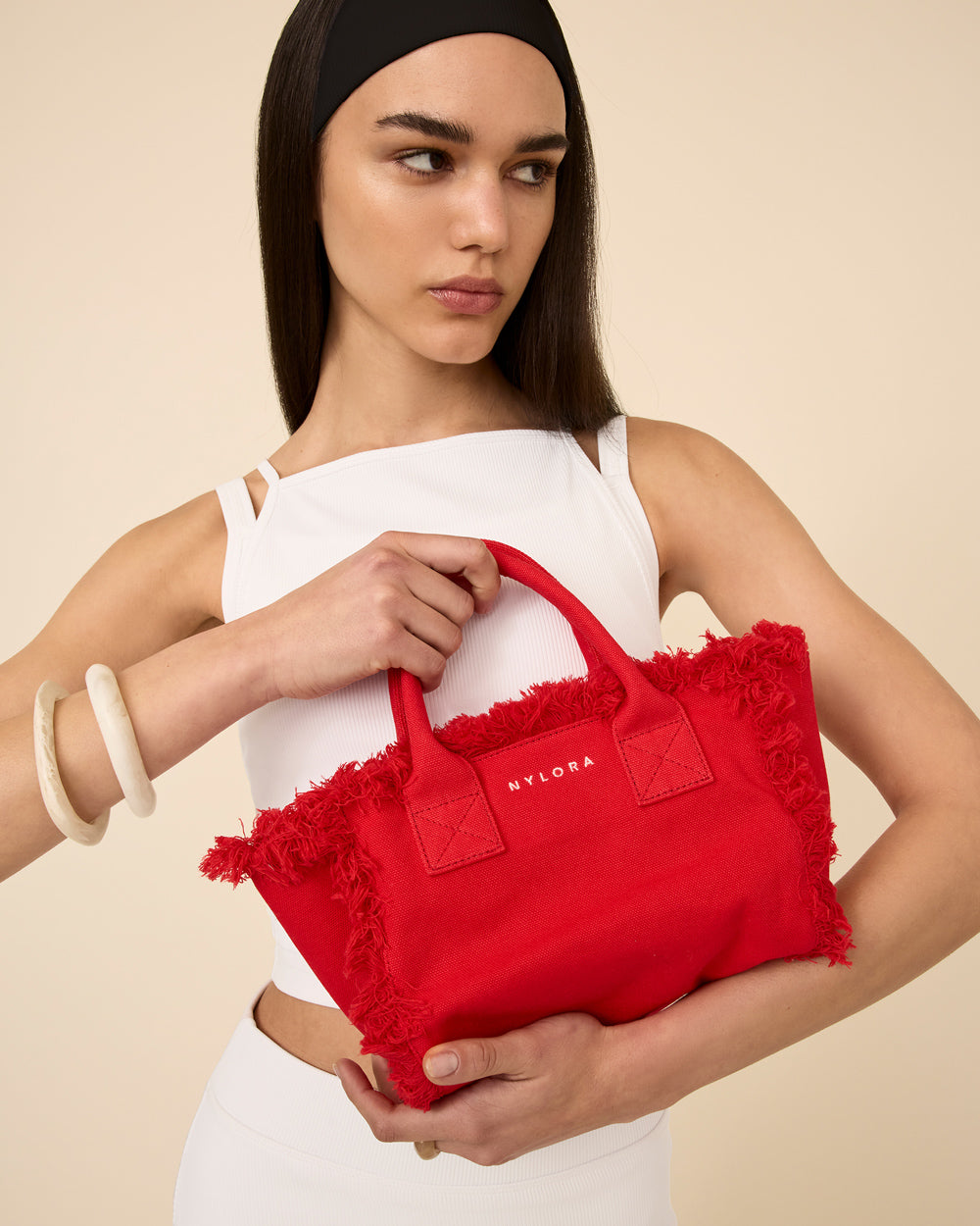 NYLORA FRINGE BAG SMALL RED