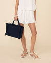 NYLORA FRINGE BAG MEDIUM NAVY