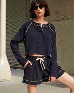 EMMA WAFFLE SHORTS NAVY