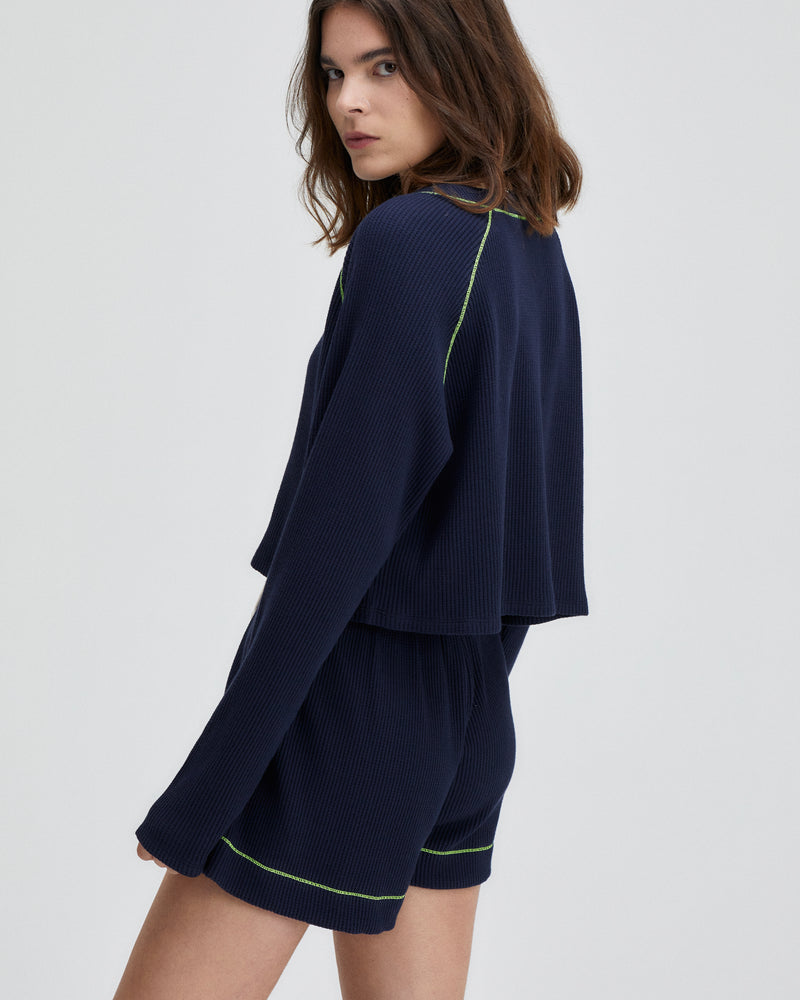 EMMA WAFFLE SHORTS NAVY