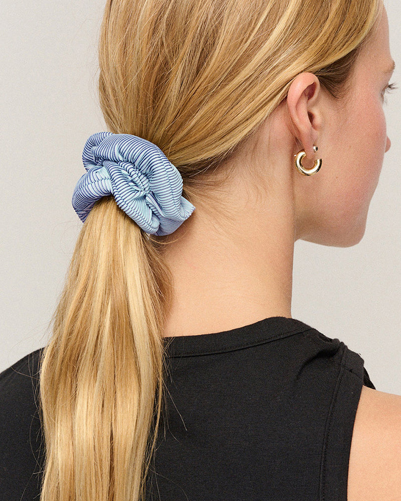 NYLORA HAIR SCRUNCHIES 2-PACK NAVY & IRIDESCENT PALE BLUE