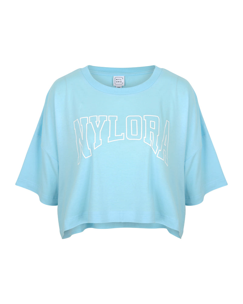 LAUREN GRAPHIC TOP AQUA BLUE