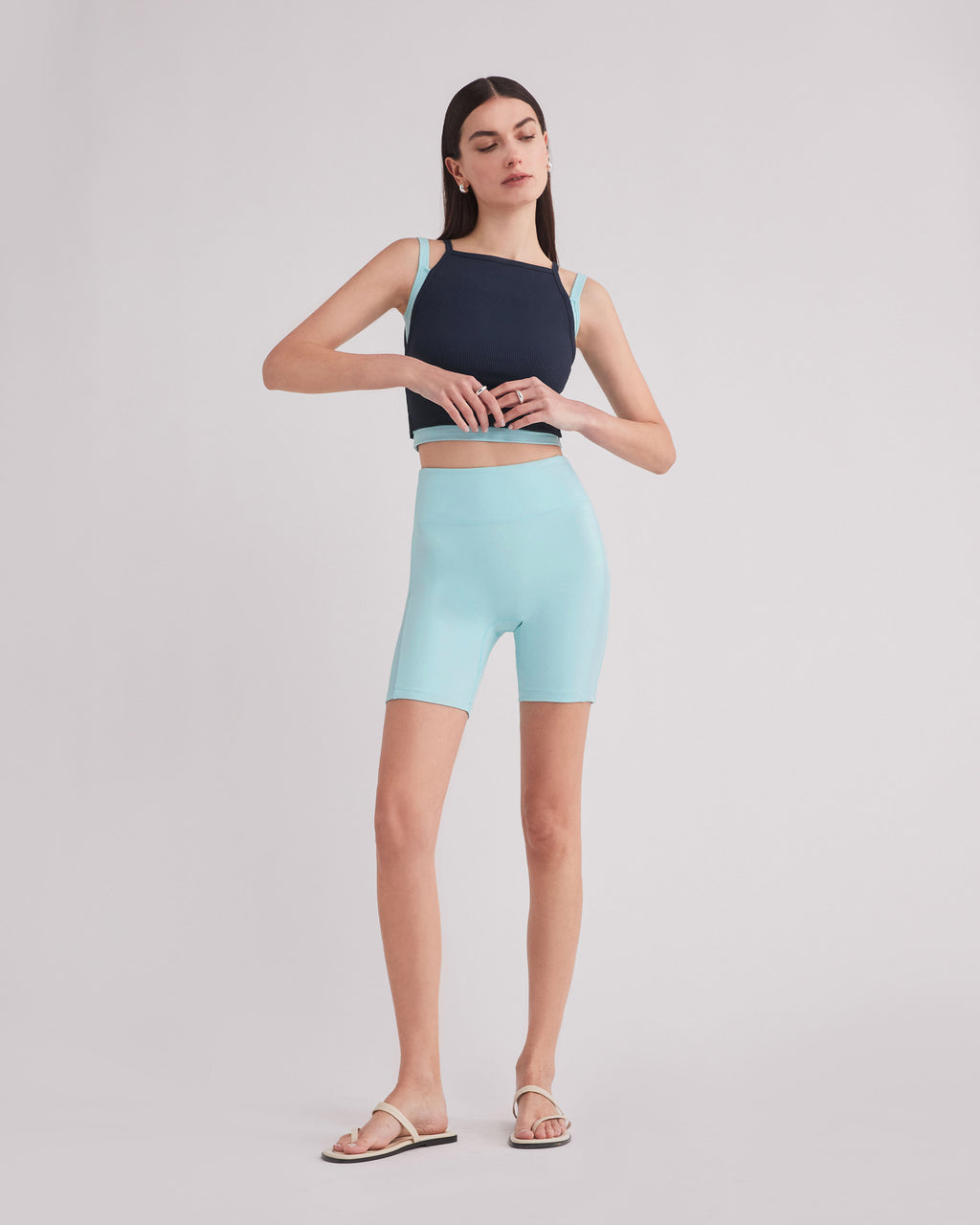 FARRAH BIKER SHORTS AQUA BLUE