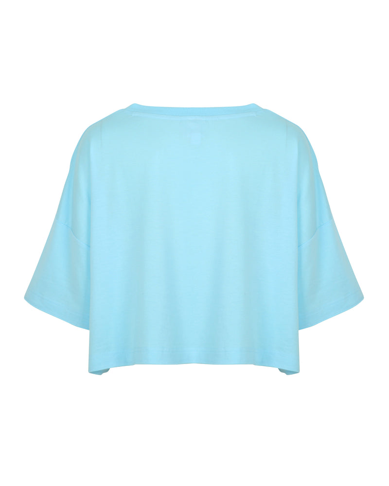 LAUREN GRAPHIC TOP AQUA BLUE