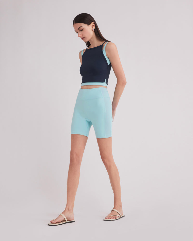 FARRAH BIKER SHORTS AQUA BLUE