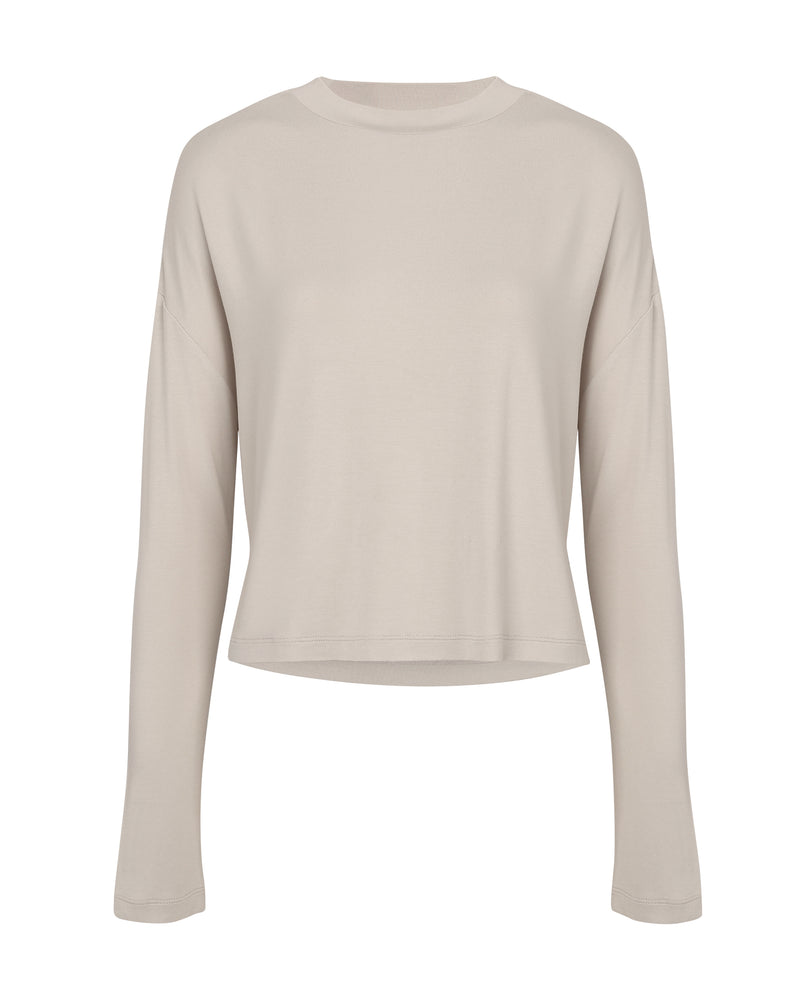 Lumignon keyhole detail ribbed topアイボリー Long Sleeve Keyhole Top