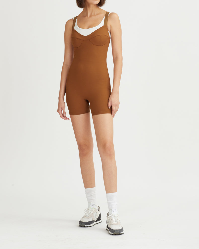 KIZZY RIBBED JUMPSUIT WALNUT