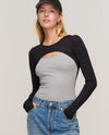 JULES TOP HTR. GREY & BLACK COMBO
