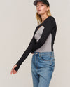 JULES TOP HTR. GREY & BLACK COMBO