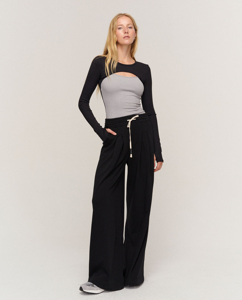 JULES TOP HTR. GREY & BLACK COMBO