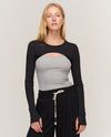JULES TOP HTR. GREY & BLACK COMBO