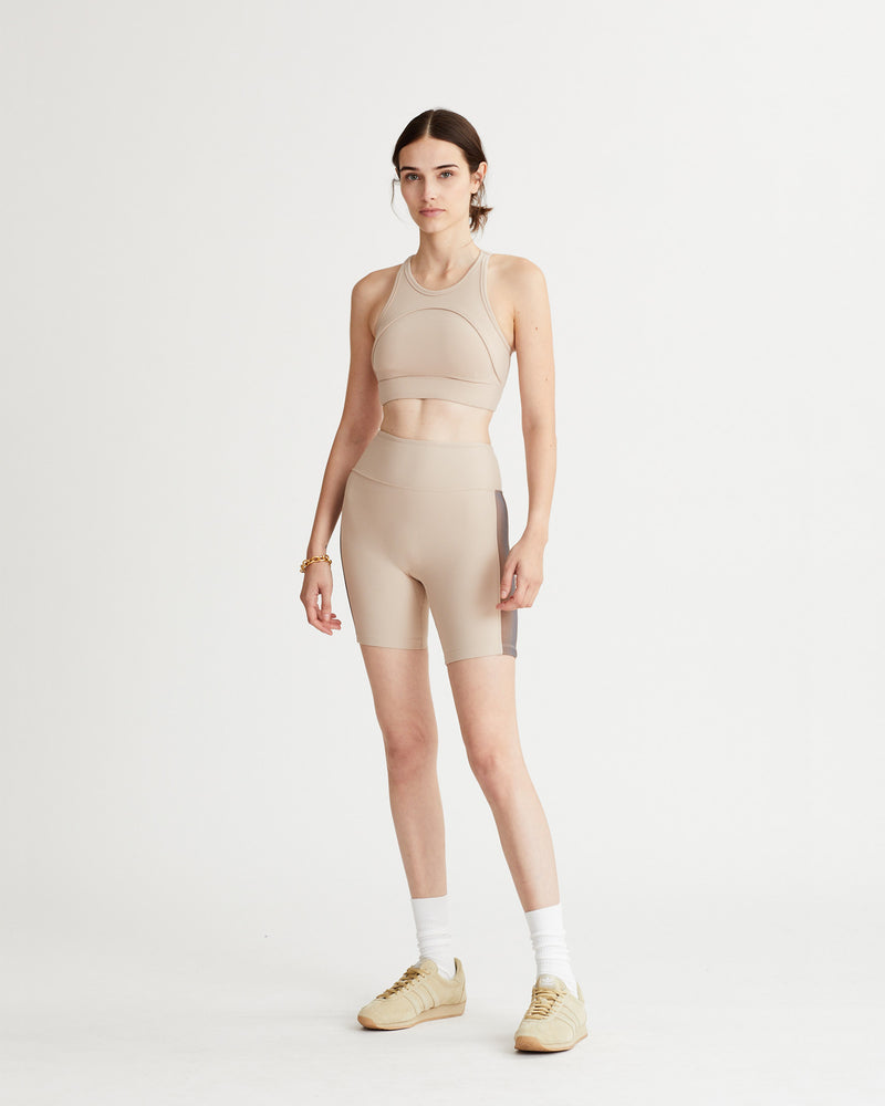 FARRAH SHORTS IRIDESCENT OLIVE BROWN & OAT COMBO