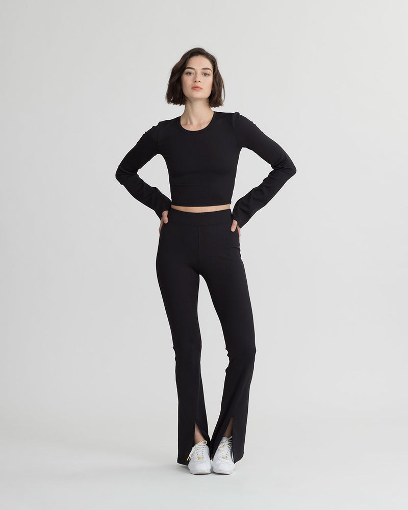 COLVIN RIBBED TOP BLACK