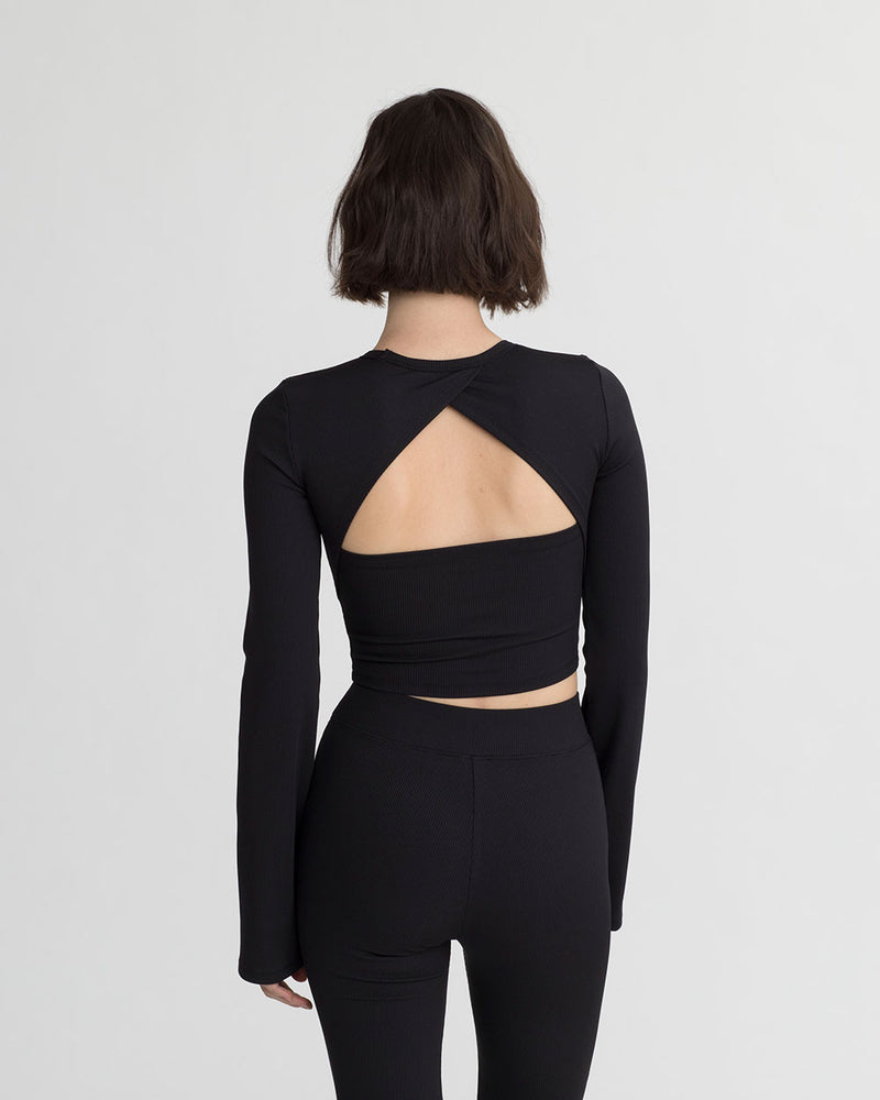 COLVIN RIBBED TOP BLACK