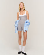 KIZZY RIBBED JUMPSUIT HTR. GREY & WHITE COMBO